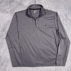 Ralph Lauren Performance 1/4 Zip Men L USA Flag Heather Pullover Wicking Stretch